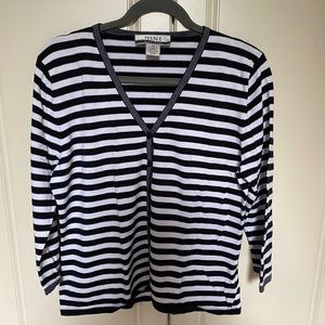 NINE &COMPANY WHITE AND BLACK STRIPED CARDIGAN SZ M